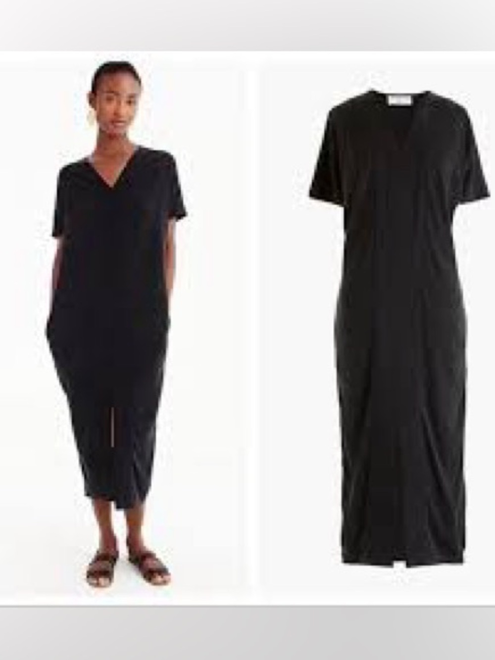 Universal Standard for J. Crew Black V-Neck Midi Dress with Front Slit size XL